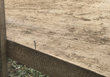 Ständer eines Schnurgerüststes mit Nagel